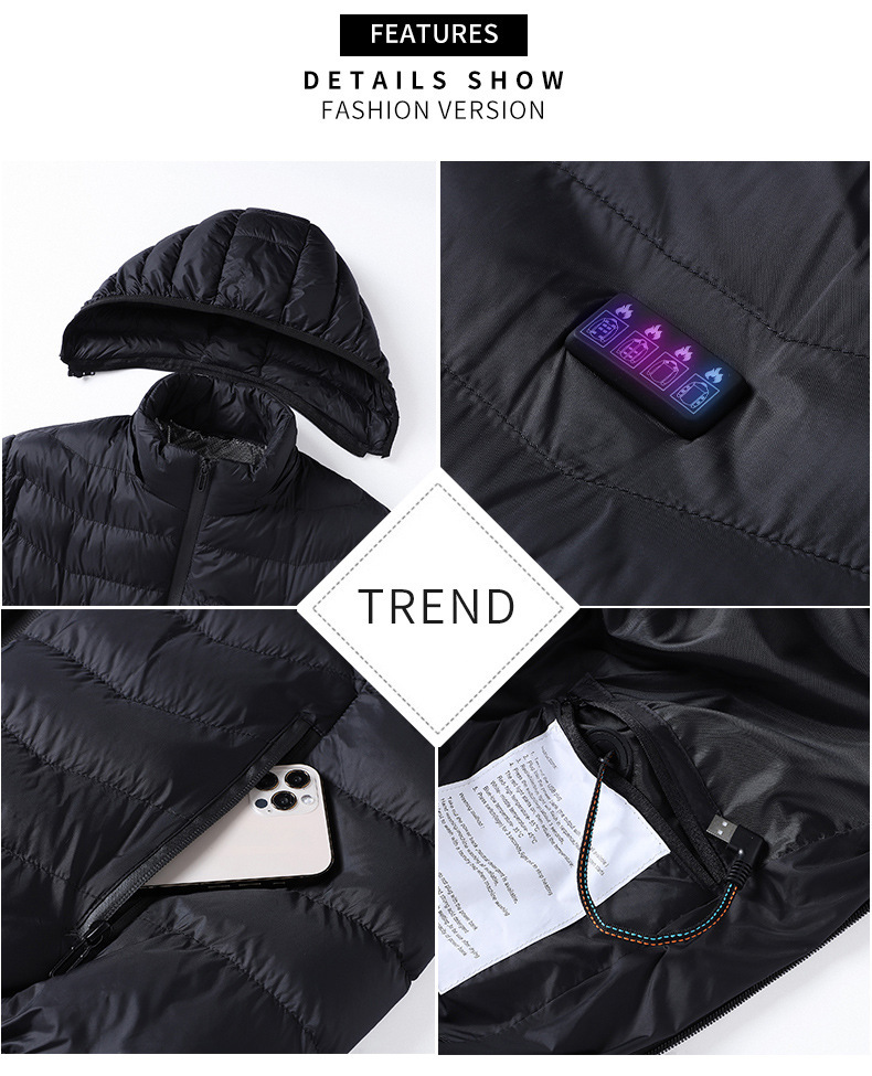 Transfronterizo de cuatro controles de calefacción ropa acolchada de algodón zona inteligente 21 calefacción chaqueta acolchada de algodón más tamaño chaqueta de calefacción ventas directas de fábrica