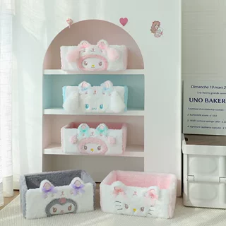 美乐蒂小羊猫耳朵奶油系列桌面置物盒化妆品首饰文具杂物收纳盒