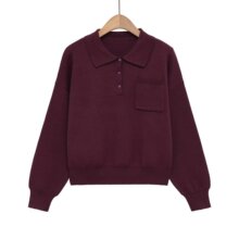 �羳��óŮװ2025�ﶬŷ����POLO�쳤��ڴ�����֯������ŮF71149