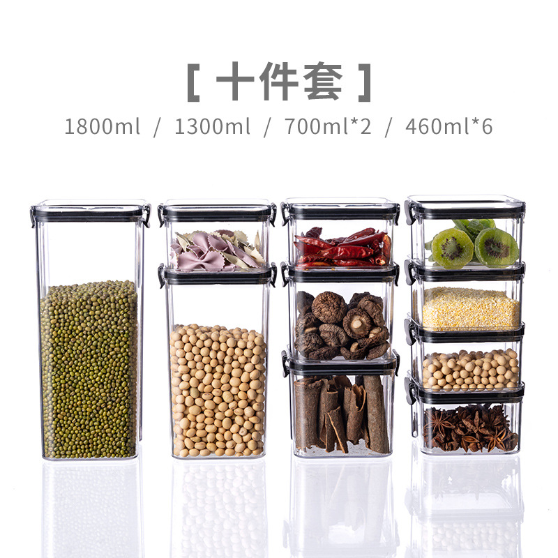 Tanque de sellado granos de cocina almacenamiento de grano de grano caja de plástico transparente de grado alimenticio bocadillos productos secos tanque de almacenamiento de té