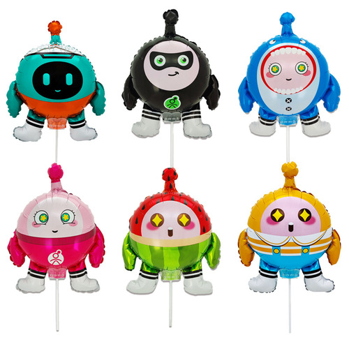 Egg boy party aluminum film balloon mechanical egg boy shark round clip balloon birthday party layout aluminum film balloon