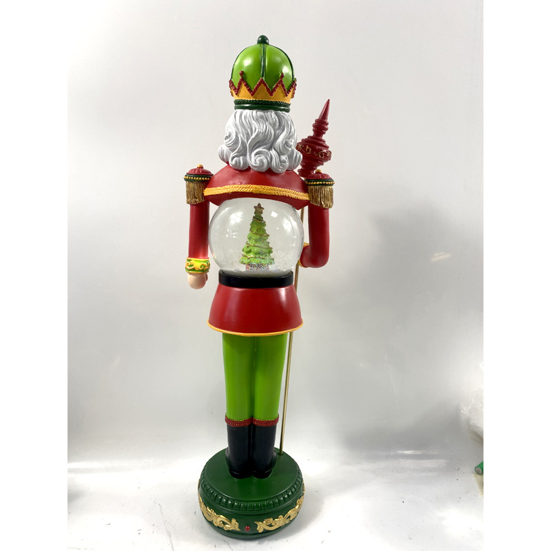 Customizado transfronterizo nuevo cascanueces luces de nieve flotante bola de cristal de Navidad nueces resina ornamentos artesanías