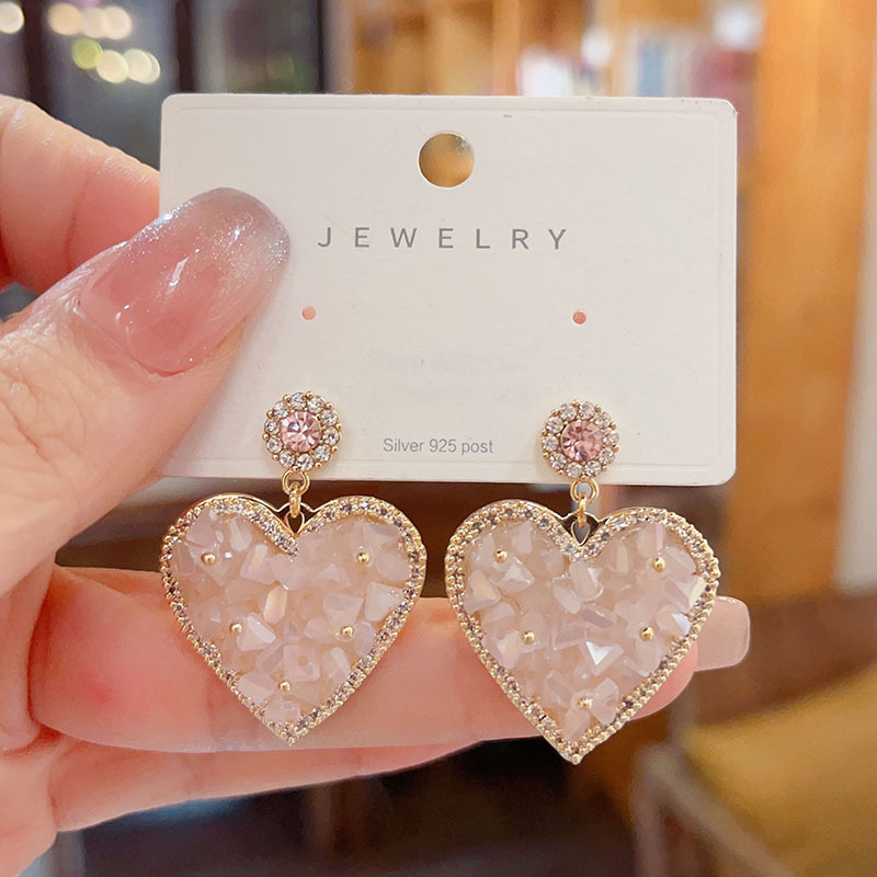 Heart Shape Pattern Women's Gender 1 Pair Sweet Heart Shape Plating Inlay Copper Gold Plated Drop Earrings