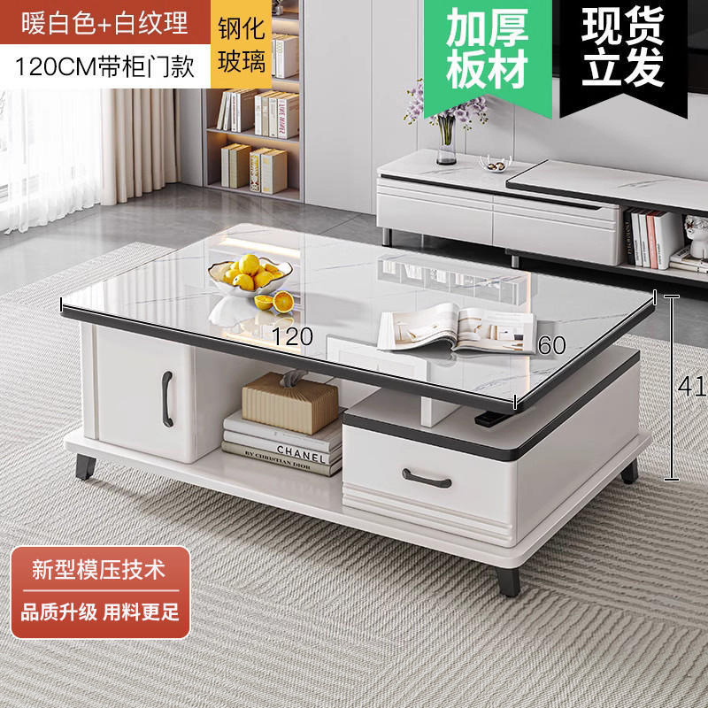 Mesa de té sala de estar pequeña casa simple vidrio templado moderno 2025 nuevo balcón de roca de lujo pequeño tablero de té
