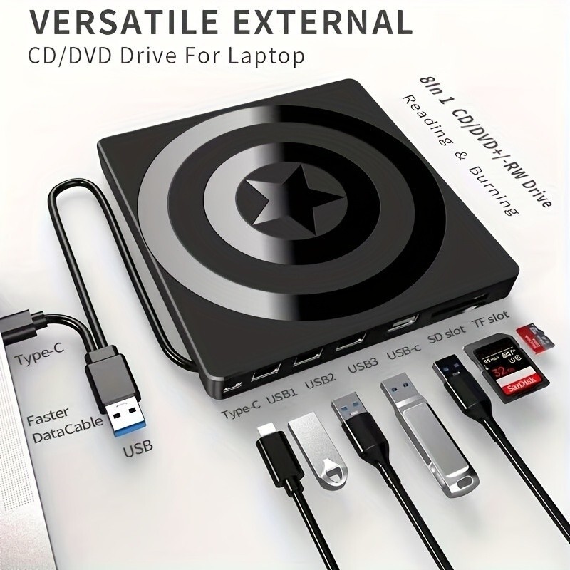 メーカー直販USB & type-c多機能外付けDVDレコーダーモバイルドライブレコーダー7 in 1ドライブ|undefined
