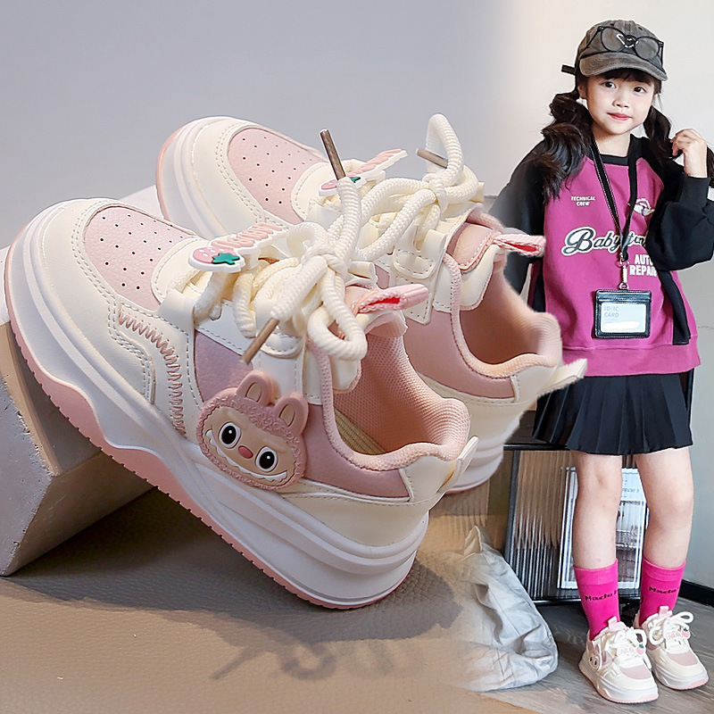 Ademende school schoenen voor kinderen – Lichtgewicht instapsneakers voor meisjes met klittenbandsluiting (roze/paars)_voghion.com