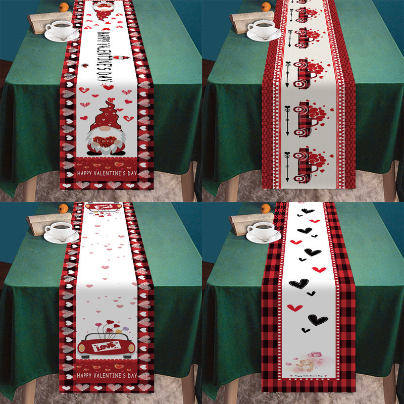 Transfronterizo nuevo día de San Valentín camino de mesa Lino impreso mantel hogar Decoración sofá fiesta Festival atmósfera Decoración