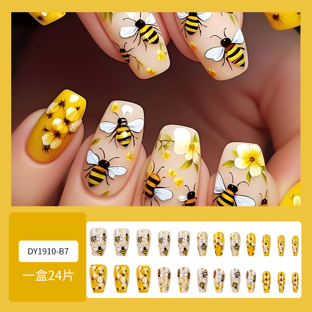 Cutie bumblebee comercio exterior simple flor parche de uñas productos terminados al por mayor venta en caliente transfronteriza usar uñas