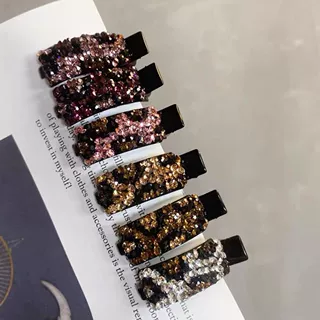 2026新款韩版炫彩水钻发夹边夹侧边刘海前额一字夹子鸭嘴夹轻奢风