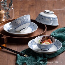 特价批发 景德镇青花陶瓷碗碟盘餐具套装 日式简约饭碗菜盘汤碗