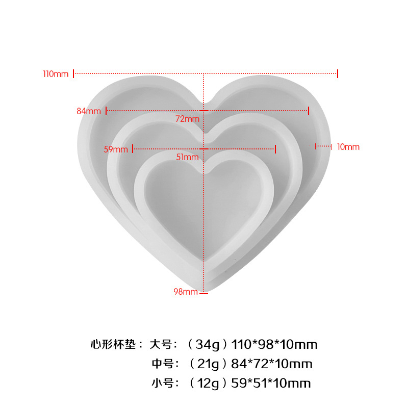 Cristal epoxi molde de silicona nube en forma de corazón ovalado cuadrado largo posavasos bandeja yeso epoxi molde al por mayor