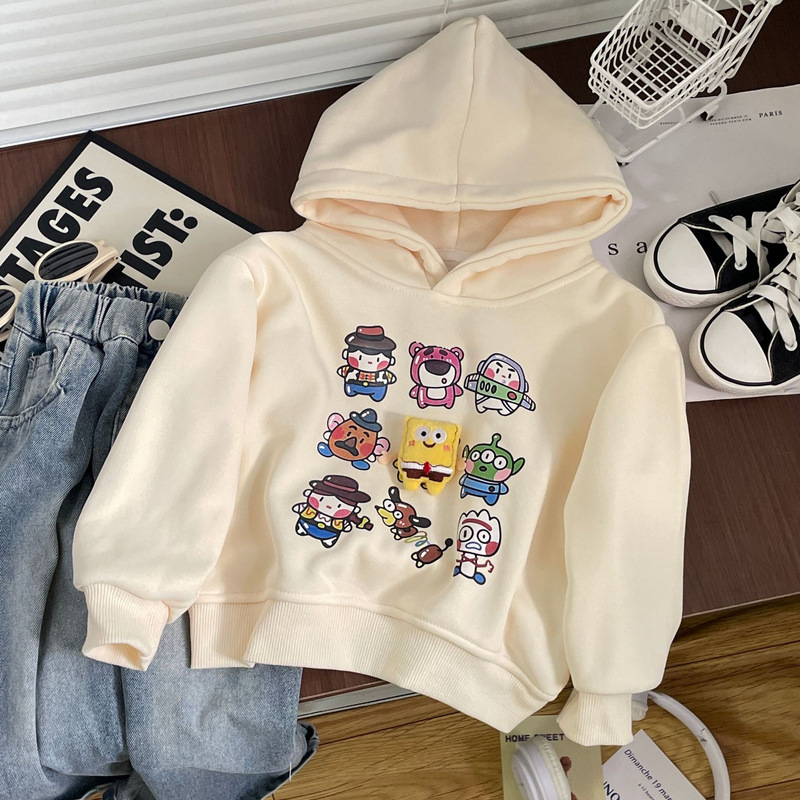 Three-Dimensional Spongebob Kidsren's Hooded Sweatshirt Pure Cotton Autumn and Winter New Baby Cartoon Korean Jacket for Small and Medium-Sized Kidsren Three-Dimensional Spongebob Kidsren's Hooded Sweatshirt Pure Cotton Autumn and Winter New Baby Cartoon Korean Jacket for Small and Medium-Sized Kidsren