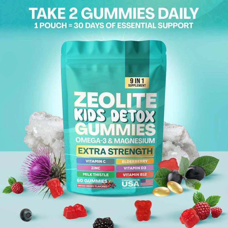 Зарубежная торговля Amazon кросс-борт ZEOLITE KIDS DETOX ЖЕвачки детские желатиновые зентокс гомми в наличии