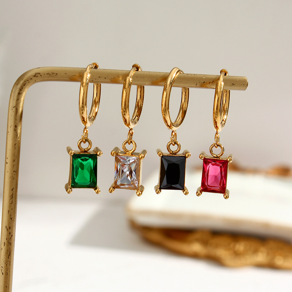 Fashion Square Stainless Steel Earrings Plating Zircon Stainless Steel Earrings display picture 1