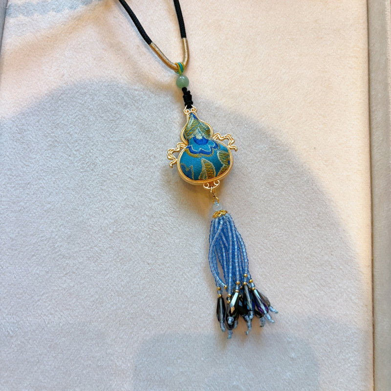 【成品】纯手工双面葫芦挂坠非遗宋锦真丝项链百搭小众高级感配饰|undefined