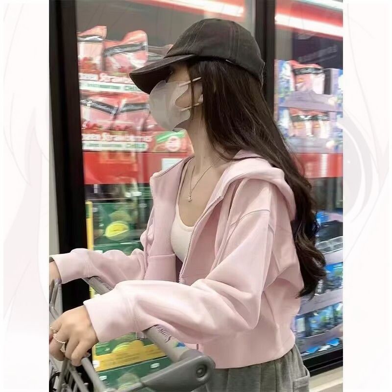 短款外套女春秋款2025新款连帽卫衣小个子休闲上衣初秋装韩系穿搭|undefined