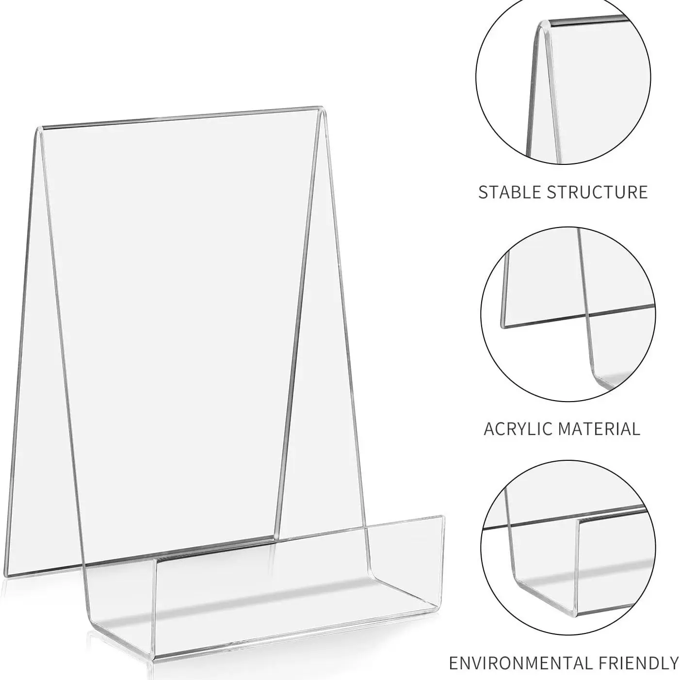 现货跨境书立架展示架透明亚克力书架商场图书馆桌面书托支架外贸