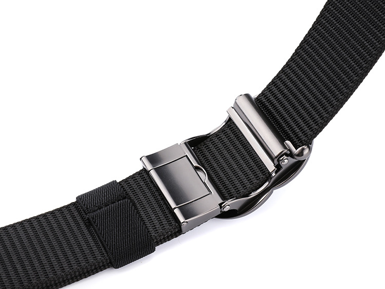 New Men's Automatic Buckle Canvas Belt Without Holes Thickened Nylon Waist Belt Simple Casual and Versatile for Business The Belt Can Be Cut Short_voghion.com