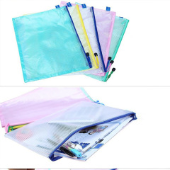 Grid bag file bag transparent plastic zipper large capacity a4 waterproof grid bag information file bag wholesale for students