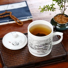 景德鎮陶瓷茶杯帶蓋杯子家用大容量水杯辦公室青花瓷杯刻字