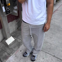 欧美亚马逊跨境弹力抽绳裤腿拉链裤休闲卫裤高街嘻哈说唱街头穿搭