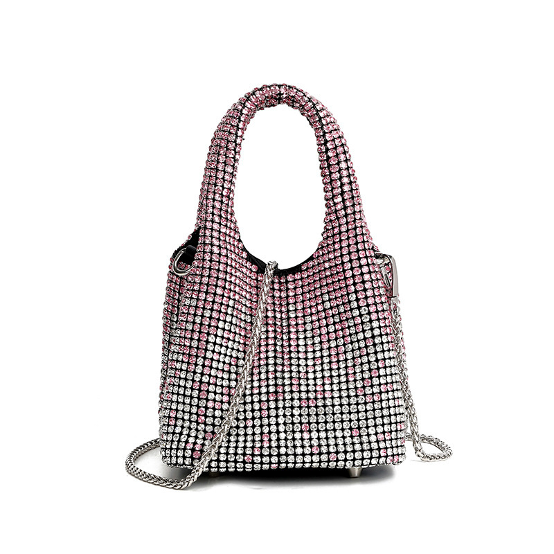2025 New Starry Gradient Diamond-Encrusted Women's Handbag Multi-Color Banquet Bucket Bag Shoulder Crossbody Bag - Thumbnail 5