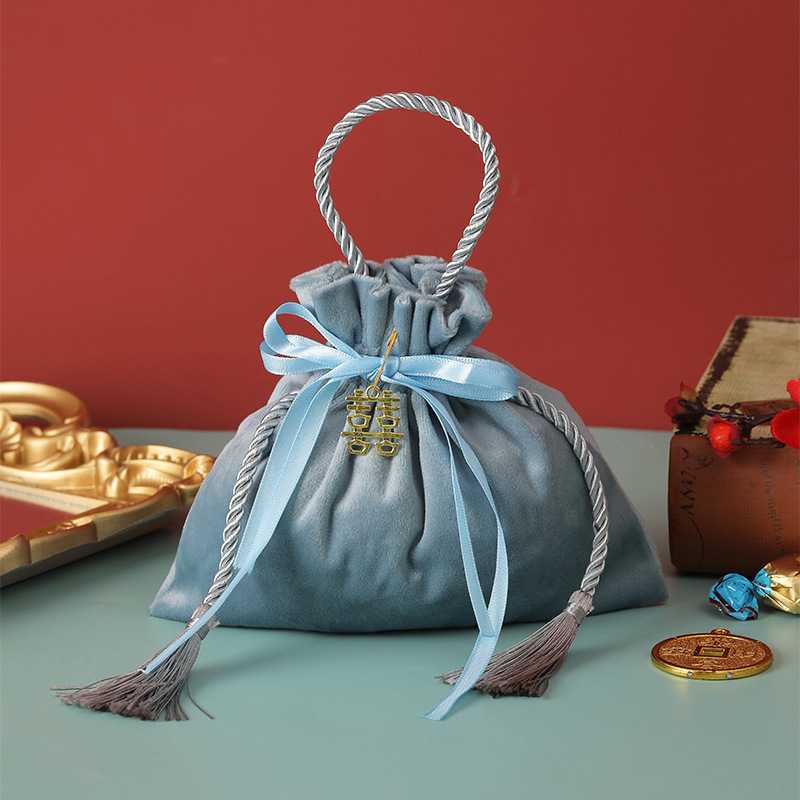 Bolsa de dulces de la boda bolsa de dulces chinos de la boda de terciopelo bolsa de dulces caja de regalo de compromiso regalo de mano bolsa de dulces de boda