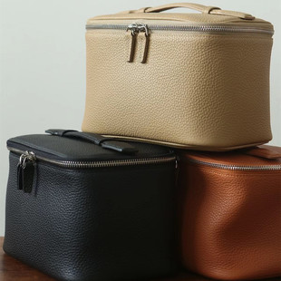 Customized Cross-Border Pu Leather Cosmetic Bag Large Capacity Satchel Makeup Bag Satchel Travel Cosmetics Bag Compartment Makeup Bag