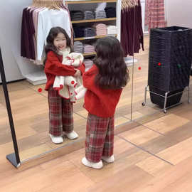 韩系女童加厚毛衣秋冬儿童圣诞针织衫2025新款洋气宝宝上衣新年服