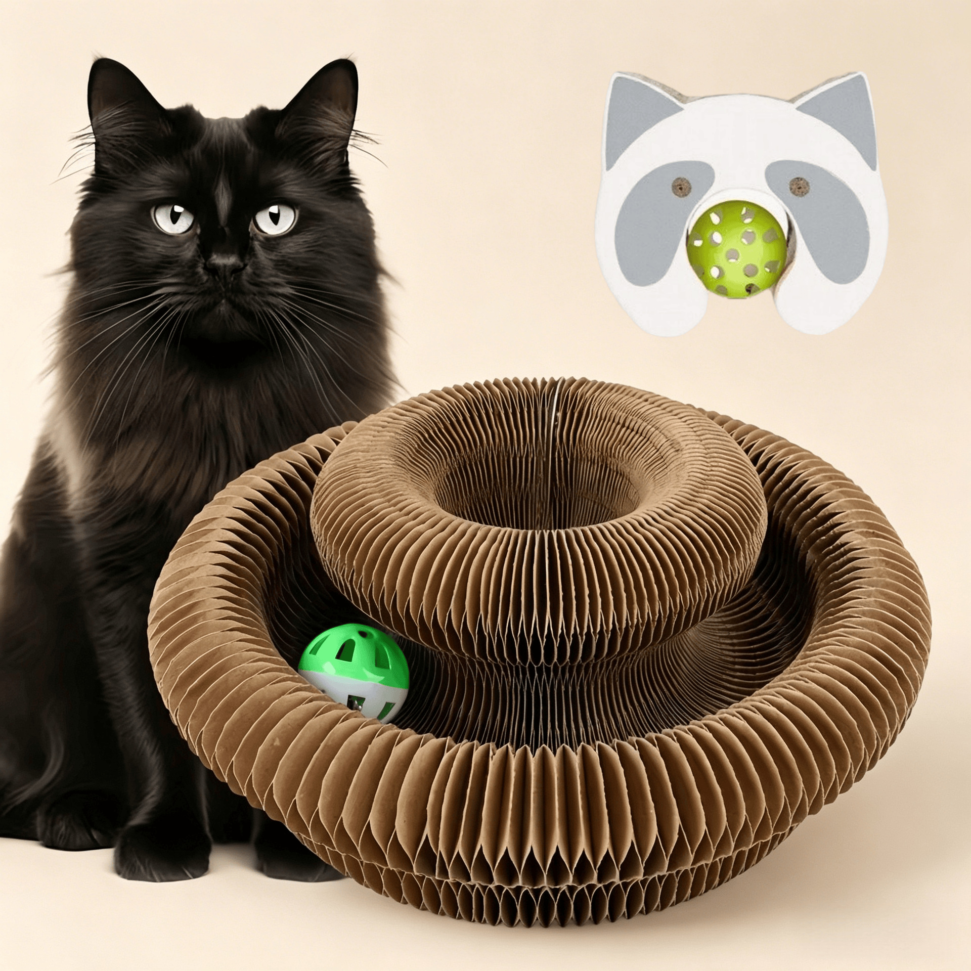Órgano mágico para gatos agarrar tablero juguete para gatos auto-hi alivio de aburrimiento con campana papel corrugado resistente al agarramiento plegable juguete para gatos