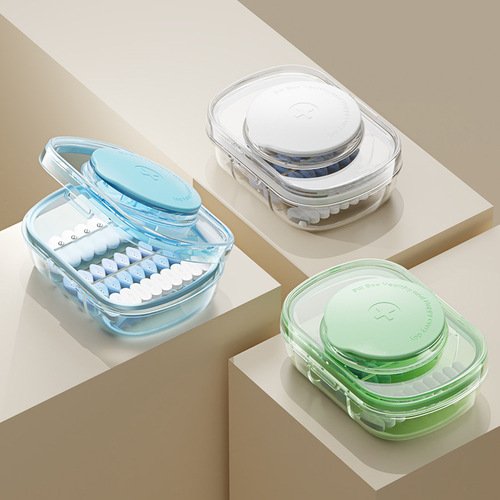 Portable medicine box for three meals a day, portable medicine repacking box, seven-day medicine large-capacity medicine cutter, repacking medicine box