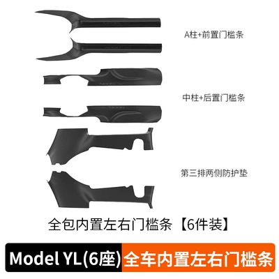 Suitable for Tesla 6-Seater Model Yl Front and Rear Door Sill Strips Tpe Suede Full-Cover Car Accessories (Other Automotive Interior Supplies) - six-seater-model-yl-all-inclusive-tpe-built-in-left-and-right-door-sill-strips-in-the-car-6-piece-set