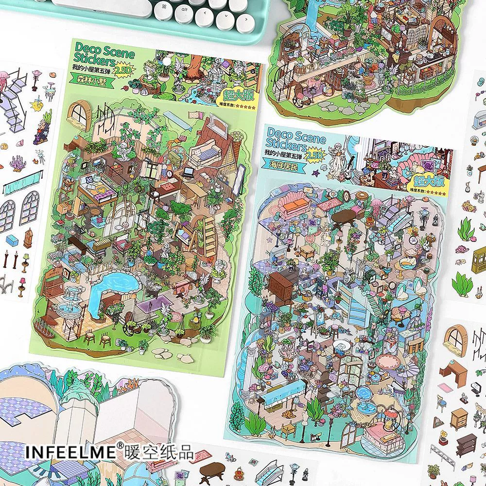 Infeel.Me My House Fifth Bullet Series 2.5D Large Size Landscape Sticker Hand Notes Diy Scene Decoration