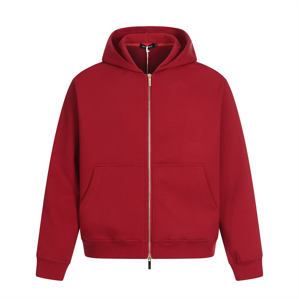 Vibe Trendy American Style Solid Color Kapuzenpullover Herren Frühling und Herbst Sportshirt Vielseitiger lockerer Doppelreißverschluss_voghion.com