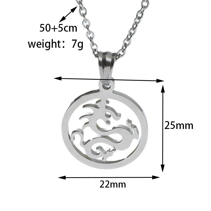 Simple Hollow Dragon Pendant Titanium Steel Smooth Dragon Totem Necklace display picture 1