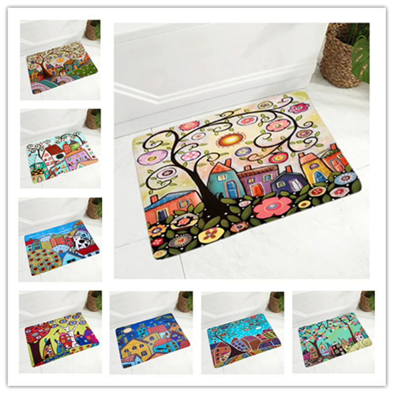 Foreign trade colorful dreamy colorful city carpet floor mat living room carpet bathroom kitchen floor mat carpet home decoration