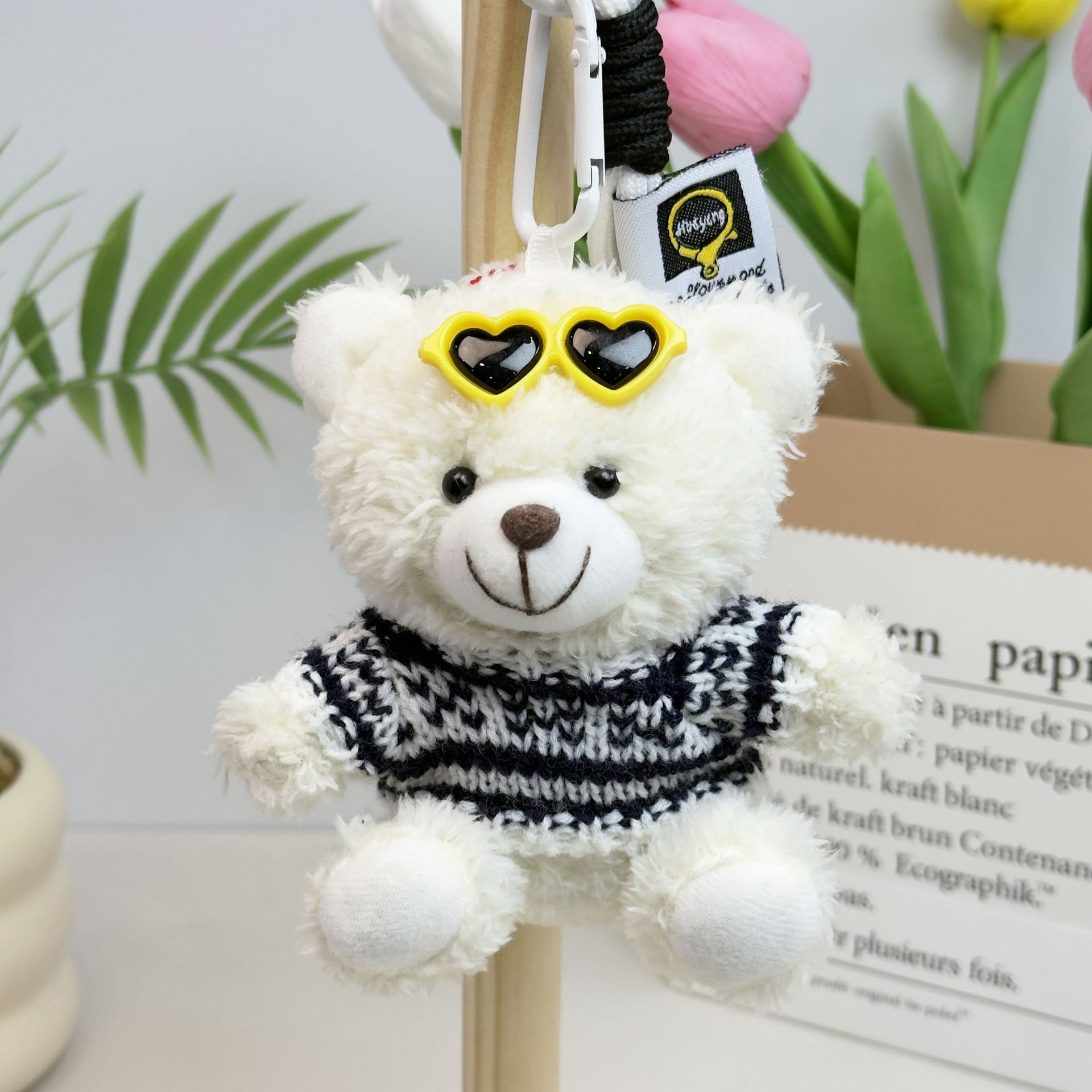 Suéter Teddy Bear Keychain bolsas colgantes muñecas de peluche creativas lindas gafas piloto Teddy Bear