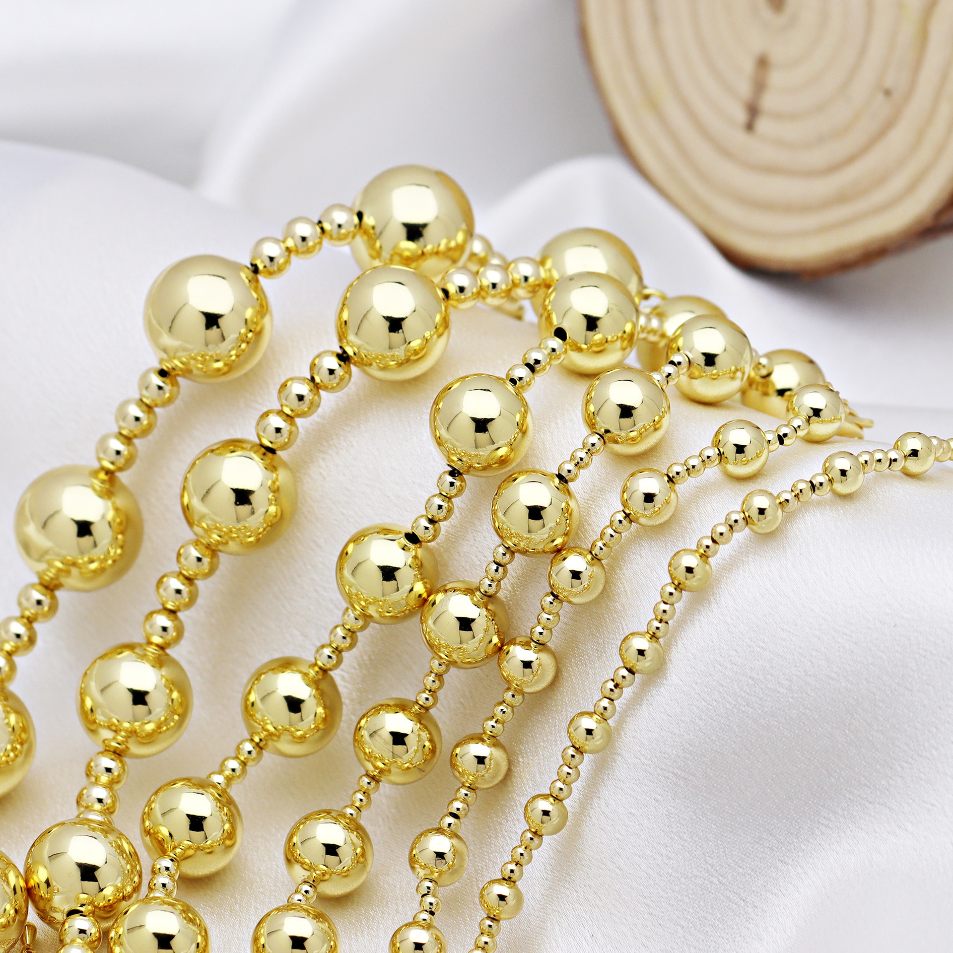 Copper Pendant Material Bracelets Classification Copper 18K Gold Plated Beaded Plating Round Bracelets