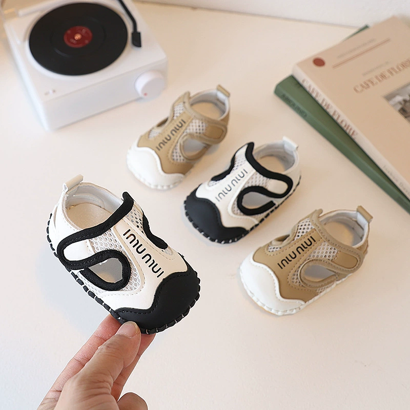 Цельная детская обувь для дропшиппинга для младенцев в возрасте от 0 до 1,5 лет, от 6 до 12 месяцев, мужские и женские детские сандалии на мягкой подошве, сетчатая обувь для малышей.
