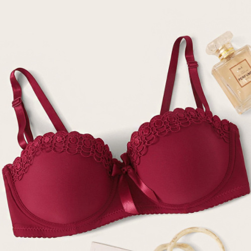 Cross-border girl bra embroidered butterfly steel ring underwear non-slip fashion ladies sexy big breasts small bra
