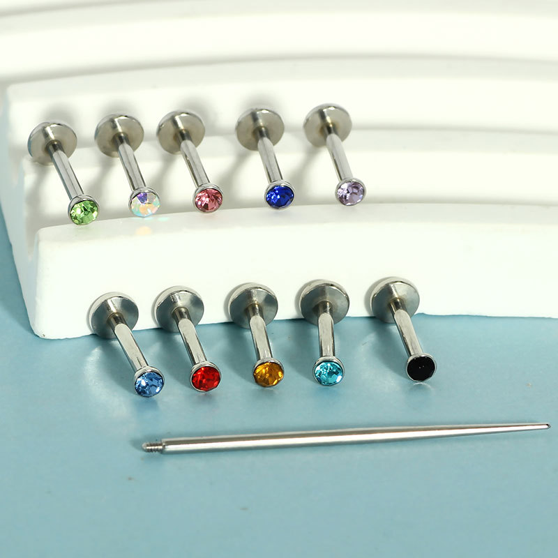 16G labret stud size and finish detail