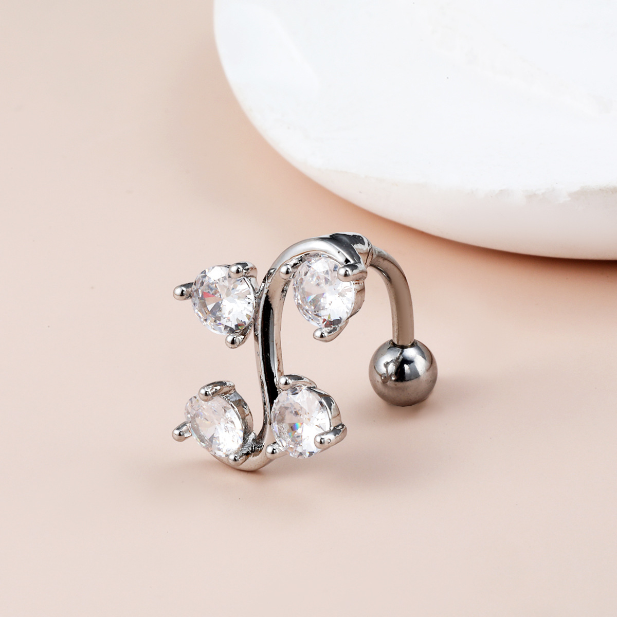 Sparkling Tree Branch Belly Button Ring With Diamonds Unique Style_voghion.com