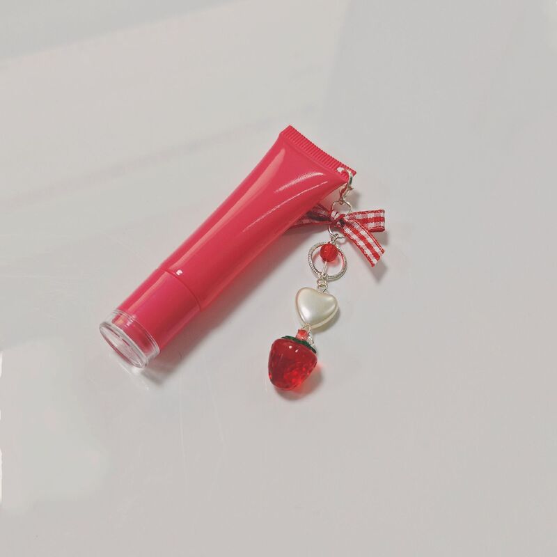 リップグロス用チューブ 8ml/15ml ピンク色 在庫あり 穴あき チェーン付き ペンダント付き 化粧品容器 アイクリームサンプル|undefined