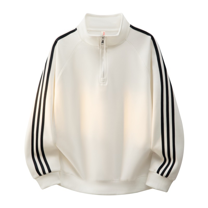 Primavera y otoño de hombre tres barras juego deportivo de cuello vertical medio cremallera camiseta pantalones de dos piezas juego de ropa deportiva de carrera casual