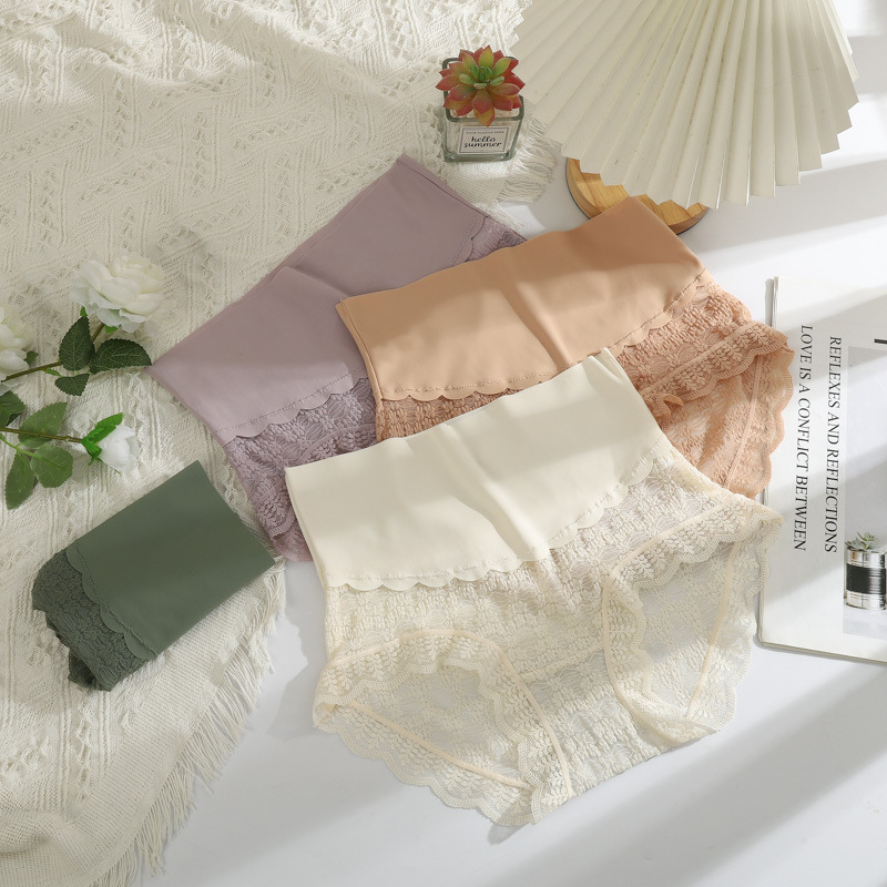 Manufacturer Wholesale High-Waisted Seamless Lightweight Breathable Lace Underwear Women's High-Elastic Large Size Tummy-Tightening Butt-Lifting Women's Underwear