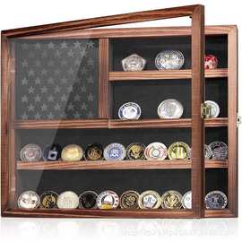 批发木质徽章收纳架壁挂木质挑战硬币展示架硬币纪念勋章奖章框