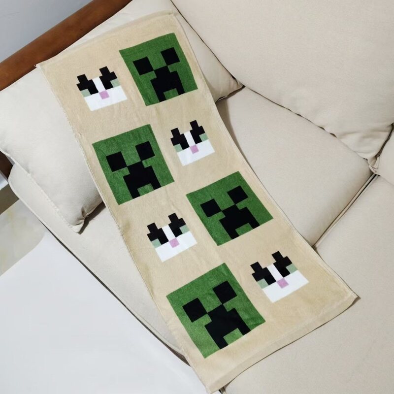 My World Pure Cotton Towel for Face Washing, Soft and Absorbent, Thin Sports Sweat-Absorbing Towel with Print