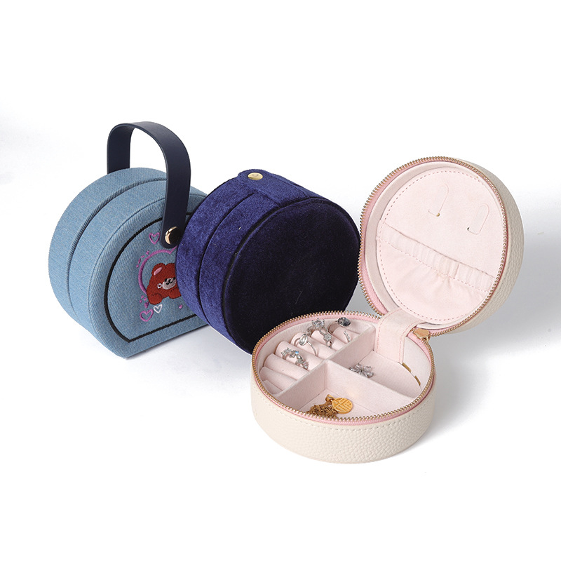 Alhajero Portátil de Viaje de Cuero PU Portátil para Anillos y Collares