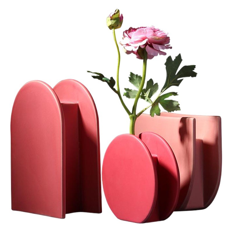 Morandi geométrico nórdico florero de cerámica diseñador modelo creativo decoración suave al por mayor