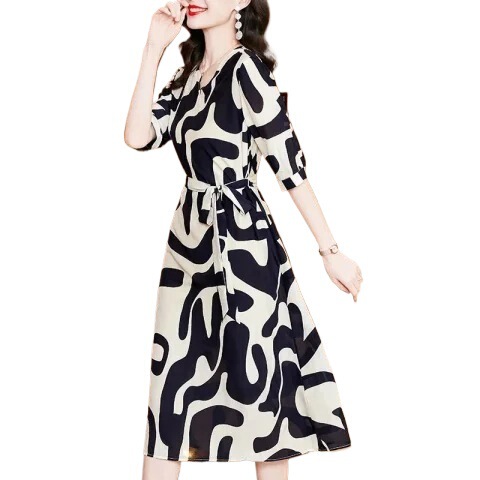 French-Style High-End Acetate Satin Dress for Autumn, New Women's High-Grade Elegant Fitted Print Skirt